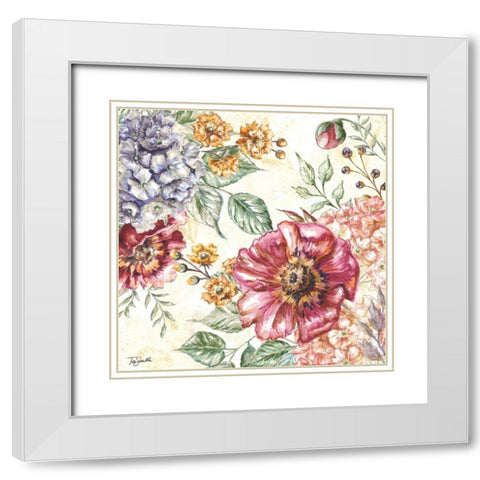 Wildflower Medley square II White Modern Wood Framed Art Print with Double Matting by Tre Sorelle Studios