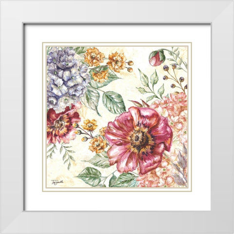 Wildflower Medley square II White Modern Wood Framed Art Print with Double Matting by Tre Sorelle Studios