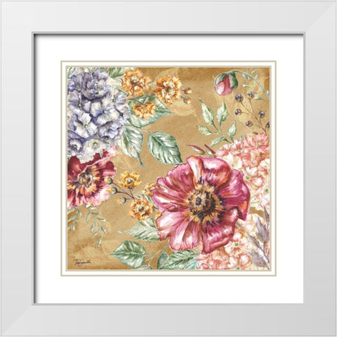 Wildflower Medley square gold II White Modern Wood Framed Art Print with Double Matting by Tre Sorelle Studios