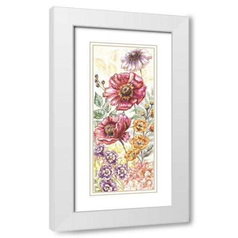 Wildflower Medley panel cream II White Modern Wood Framed Art Print with Double Matting by Tre Sorelle Studios