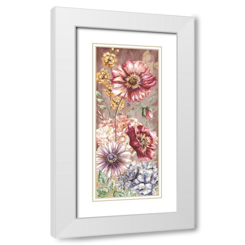 Wildflower Medley panel gold I White Modern Wood Framed Art Print with Double Matting by Tre Sorelle Studios