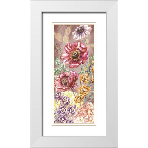 Wildflower Medley panel gold II White Modern Wood Framed Art Print with Double Matting by Tre Sorelle Studios