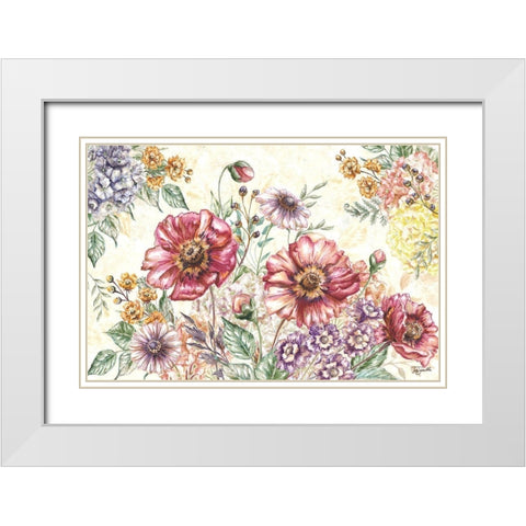 Wildflower Medley Landscape White Modern Wood Framed Art Print with Double Matting by Tre Sorelle Studios