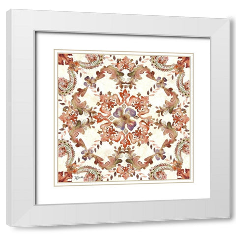 Artisan Medallion Square II White Modern Wood Framed Art Print with Double Matting by Tre Sorelle Studios