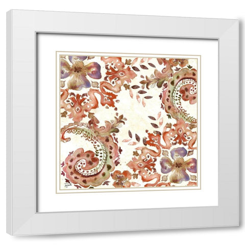 Artisan Medallion Pattern I White Modern Wood Framed Art Print with Double Matting by Tre Sorelle Studios