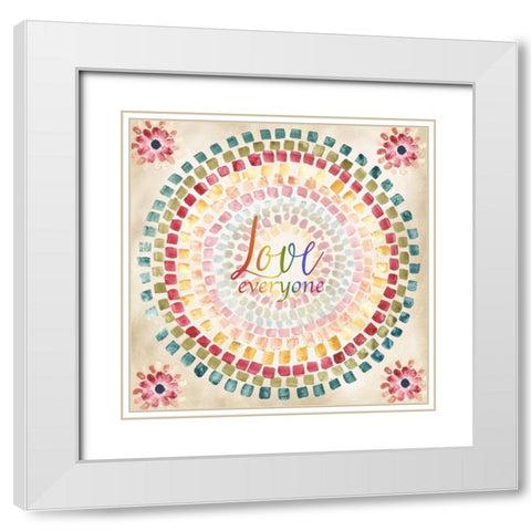 Mosaic Rainbow round II White Modern Wood Framed Art Print with Double Matting by Tre Sorelle Studios