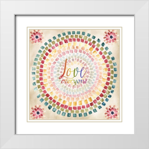 Mosaic Rainbow round II White Modern Wood Framed Art Print with Double Matting by Tre Sorelle Studios