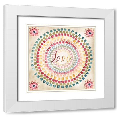 Mosaic Rainbow round III White Modern Wood Framed Art Print with Double Matting by Tre Sorelle Studios