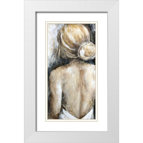 Looking Away Blonde White Modern Wood Framed Art Print with Double Matting by Tre Sorelle Studios