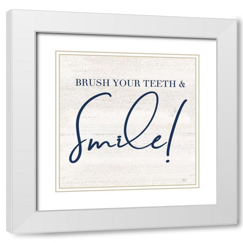 Bathroom Humor IV-Smile White Modern Wood Framed Art Print with Double Matting by Reed, Tara