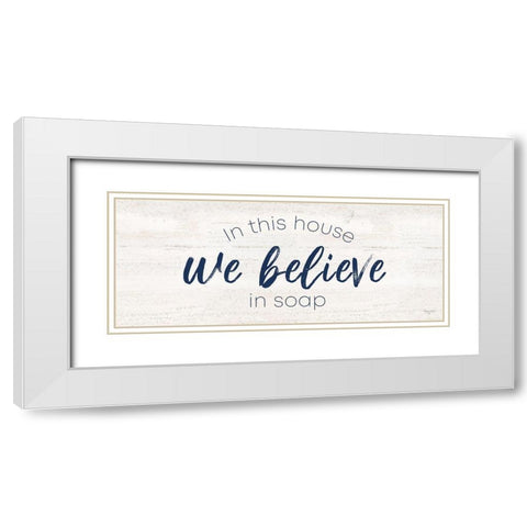 Bathroom Humor panel V-Believe White Modern Wood Framed Art Print with Double Matting by Reed, Tara