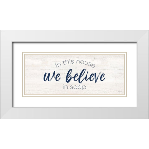 Bathroom Humor panel V-Believe White Modern Wood Framed Art Print with Double Matting by Reed, Tara