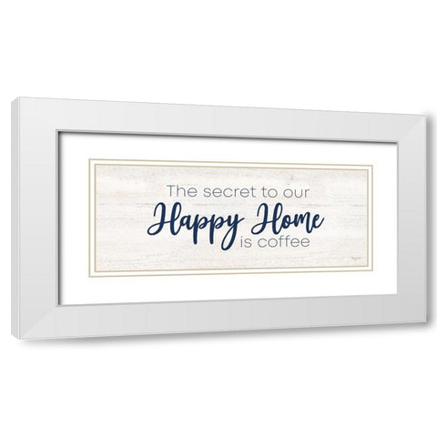 Coffee Kitchen Humor panel IV-Secret White Modern Wood Framed Art Print with Double Matting by Reed, Tara