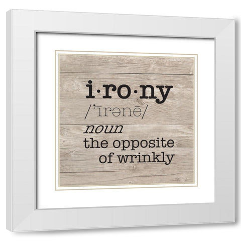 Laundry Room Humor I-Irony White Modern Wood Framed Art Print with Double Matting by Reed, Tara