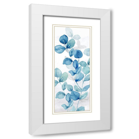Indigo Botanical panel V White Modern Wood Framed Art Print with Double Matting by Coulter, Cynthia