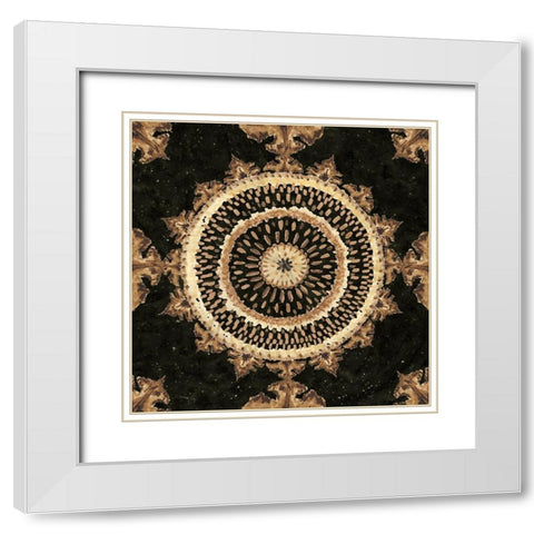 Warm Tribal Texture Medallion II White Modern Wood Framed Art Print with Double Matting by Tre Sorelle Studios