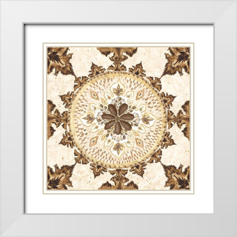 Warm Tribal Texture Medallion IV White Modern Wood Framed Art Print with Double Matting by Tre Sorelle Studios