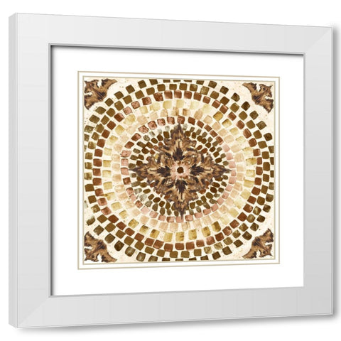 Warm Tribal Texture Mosaic White Modern Wood Framed Art Print with Double Matting by Tre Sorelle Studios