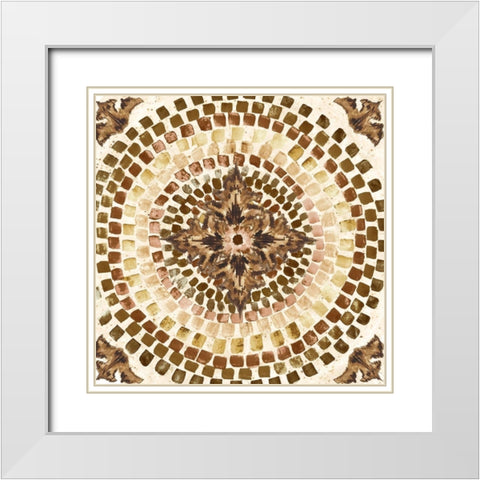 Warm Tribal Texture Mosaic White Modern Wood Framed Art Print with Double Matting by Tre Sorelle Studios