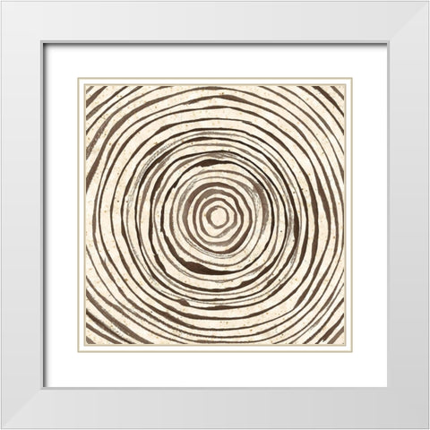 Warm Tribal Texture Spiral I White Modern Wood Framed Art Print with Double Matting by Tre Sorelle Studios