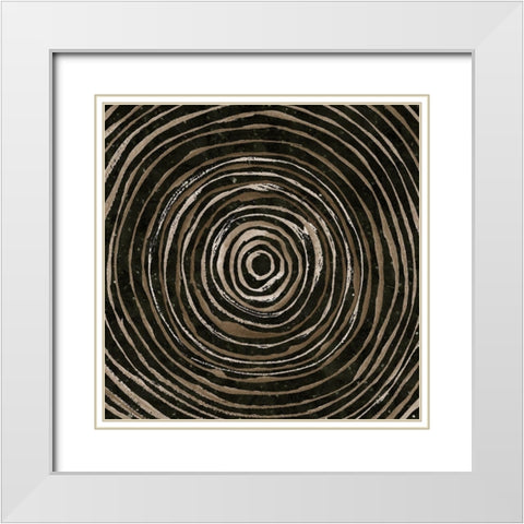 Warm Tribal Texture Spiral II White Modern Wood Framed Art Print with Double Matting by Tre Sorelle Studios