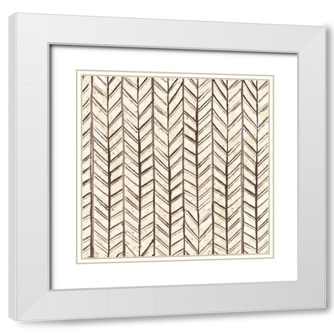 Warm Tribal Texture Chevron White Modern Wood Framed Art Print with Double Matting by Tre Sorelle Studios