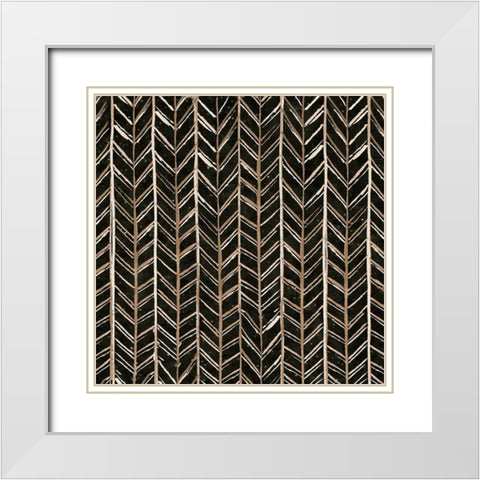 Warm Tribal Texture Chevron black White Modern Wood Framed Art Print with Double Matting by Tre Sorelle Studios