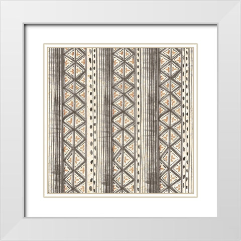 Warm Tribal Texture abstract I White Modern Wood Framed Art Print with Double Matting by Tre Sorelle Studios