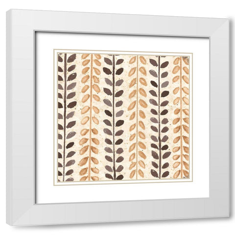 Warm Tribal Texture Botanicals I White Modern Wood Framed Art Print with Double Matting by Tre Sorelle Studios