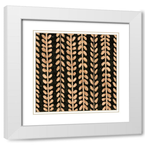 Warm Tribal Texture Botanicals II White Modern Wood Framed Art Print with Double Matting by Tre Sorelle Studios