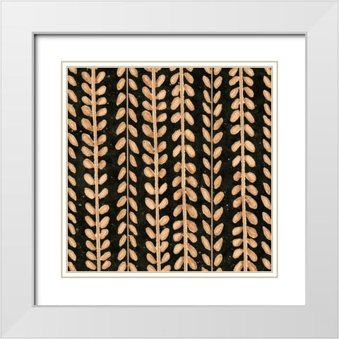 Warm Tribal Texture Botanicals II White Modern Wood Framed Art Print with Double Matting by Tre Sorelle Studios