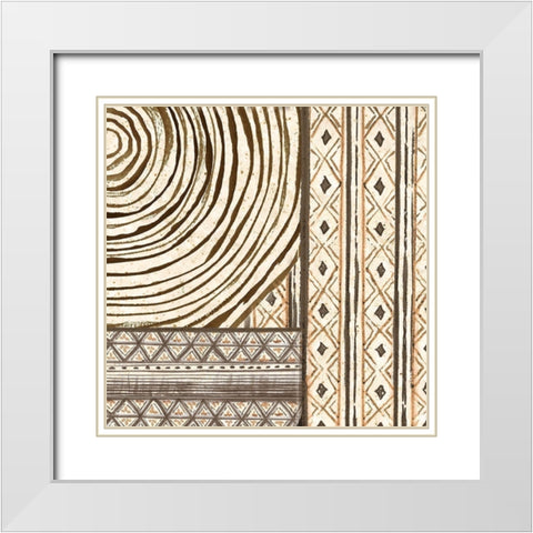 Warm Tribal Texture Patchwork III White Modern Wood Framed Art Print with Double Matting by Tre Sorelle Studios