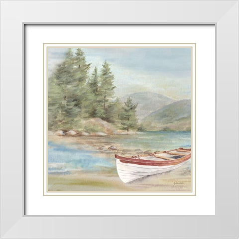 Woodland Reflections VI-Rowboat White Modern Wood Framed Art Print with Double Matting by Coulter, Cynthia