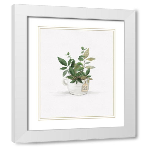 Botanical Mug I White Modern Wood Framed Art Print with Double Matting by HM Design