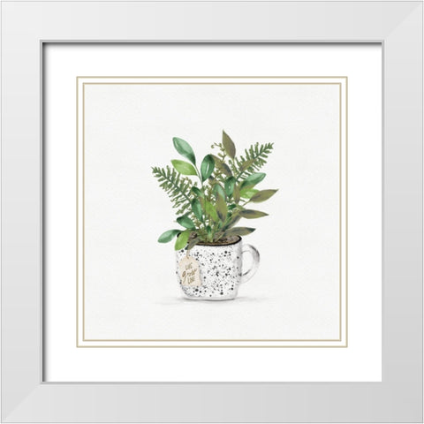 Botanical Mug II White Modern Wood Framed Art Print with Double Matting by HM Design