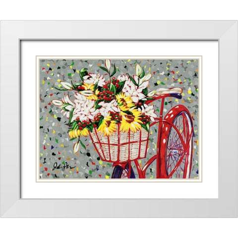 Bicycle Bouquet White Modern Wood Framed Art Print with Double Matting by Augustine, Jodi