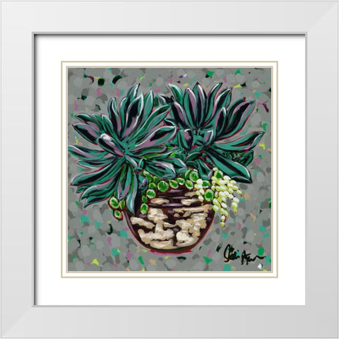 Succulent Pot I White Modern Wood Framed Art Print with Double Matting by Augustine, Jodi