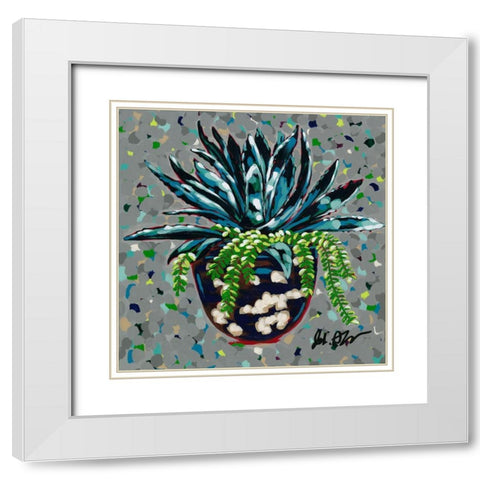 Succulent Pot II White Modern Wood Framed Art Print with Double Matting by Augustine, Jodi