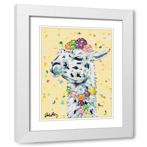 Drama Llama III White Modern Wood Framed Art Print with Double Matting by Augustine, Jodi