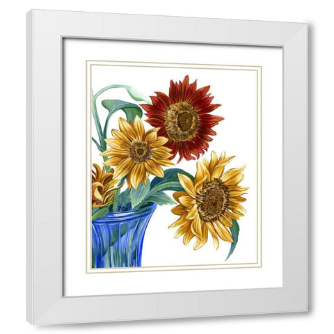 China Sunflowers I White Modern Wood Framed Art Print with Double Matting by Wilson, Kelsey