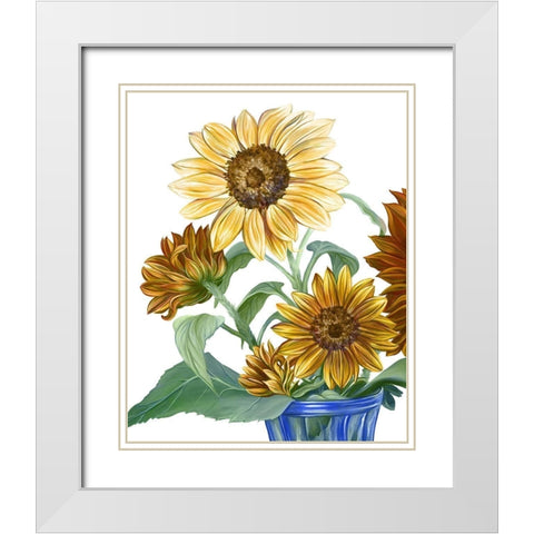 China Sunflowers II White Modern Wood Framed Art Print with Double Matting by Wilson, Kelsey