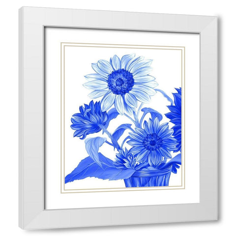 China Sunflowers blue II  White Modern Wood Framed Art Print with Double Matting by Wilson, Kelsey