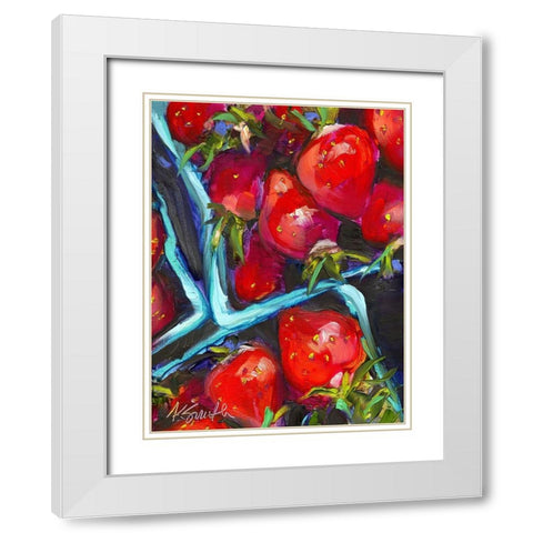 Strawberry Carton White Modern Wood Framed Art Print with Double Matting by Smith, Kim