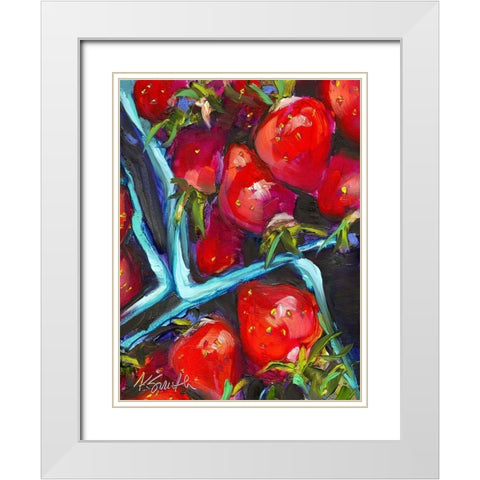 Strawberry Carton White Modern Wood Framed Art Print with Double Matting by Smith, Kim