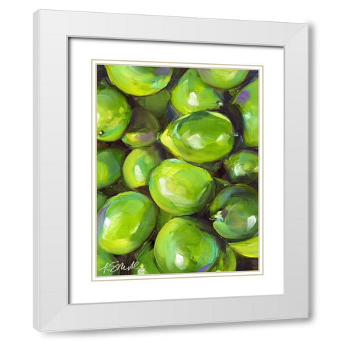 Tropical Limes White Modern Wood Framed Art Print with Double Matting by Smith, Kim
