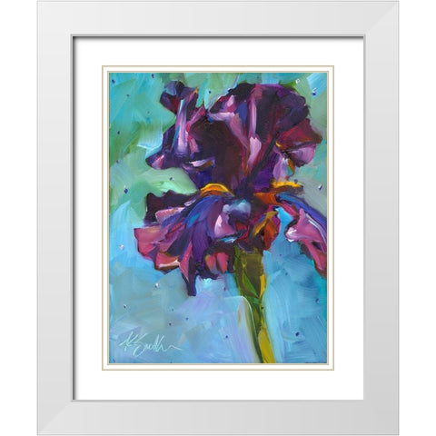 Iris in Bloom White Modern Wood Framed Art Print with Double Matting by Smith, Kim