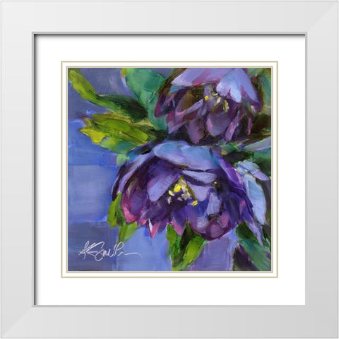 Purple Florals White Modern Wood Framed Art Print with Double Matting by Smith, Kim