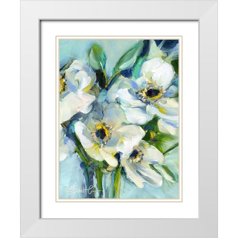 White Floral Still Life White Modern Wood Framed Art Print with Double Matting by Smith, Kim