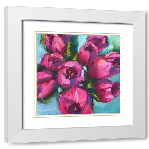Tulip Bounty White Modern Wood Framed Art Print with Double Matting by Smith, Kim