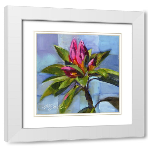 Tropical Floral Watercolor White Modern Wood Framed Art Print with Double Matting by Smith, Kim